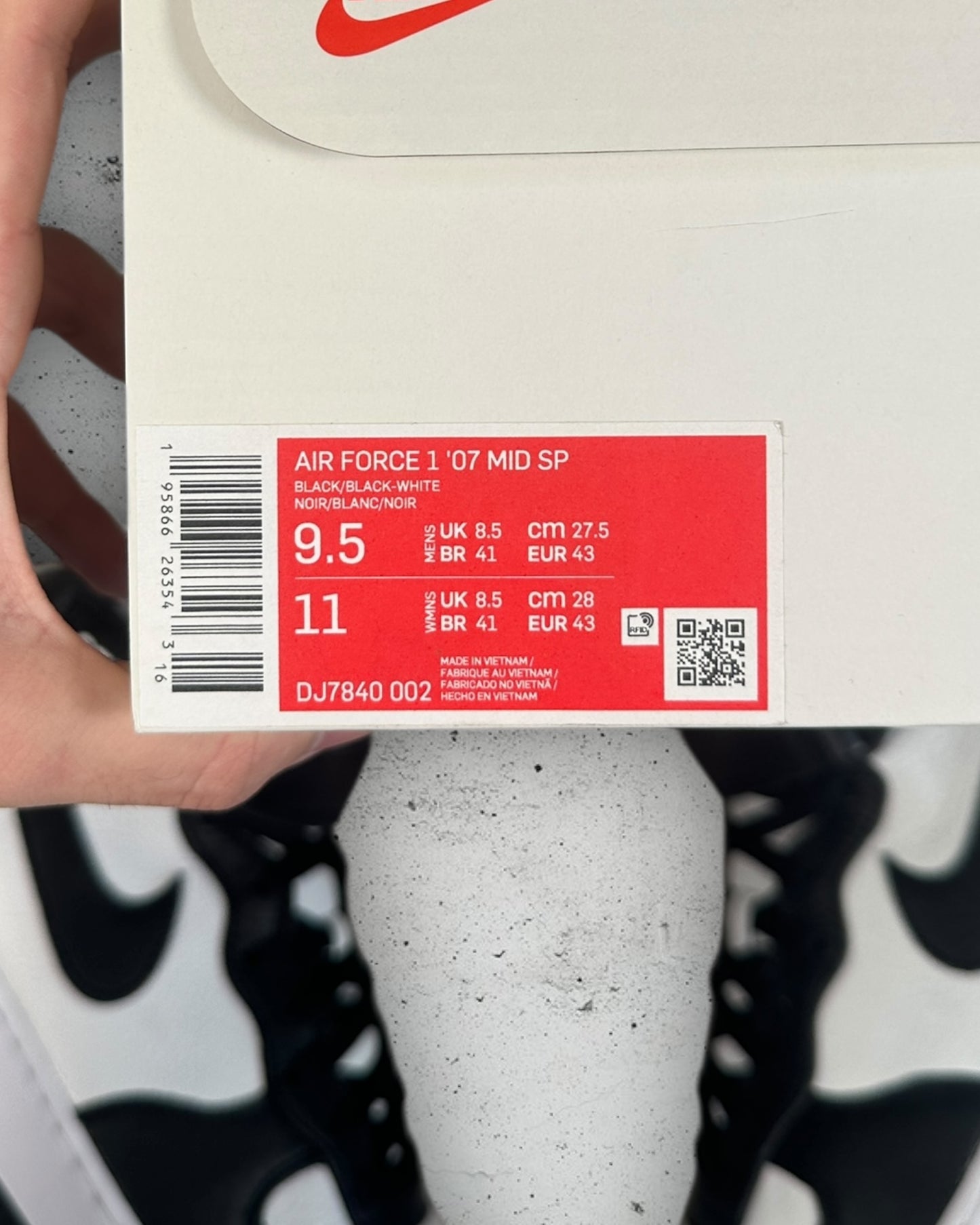 Nike Air Force 1 Mid Stussy Grey Black ( US 9.5 / EU 43 )