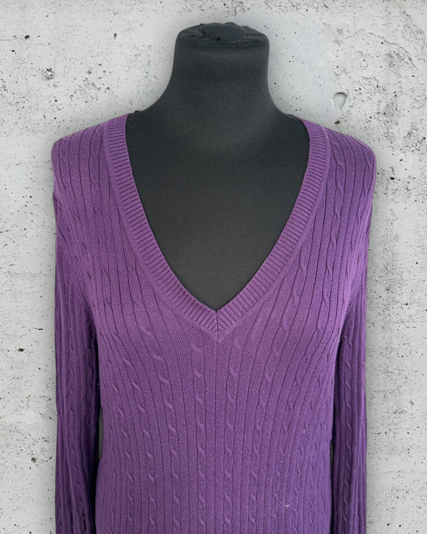 Pull col V torsadé Tommy Hilfiger ( XL / 42 / 14 )