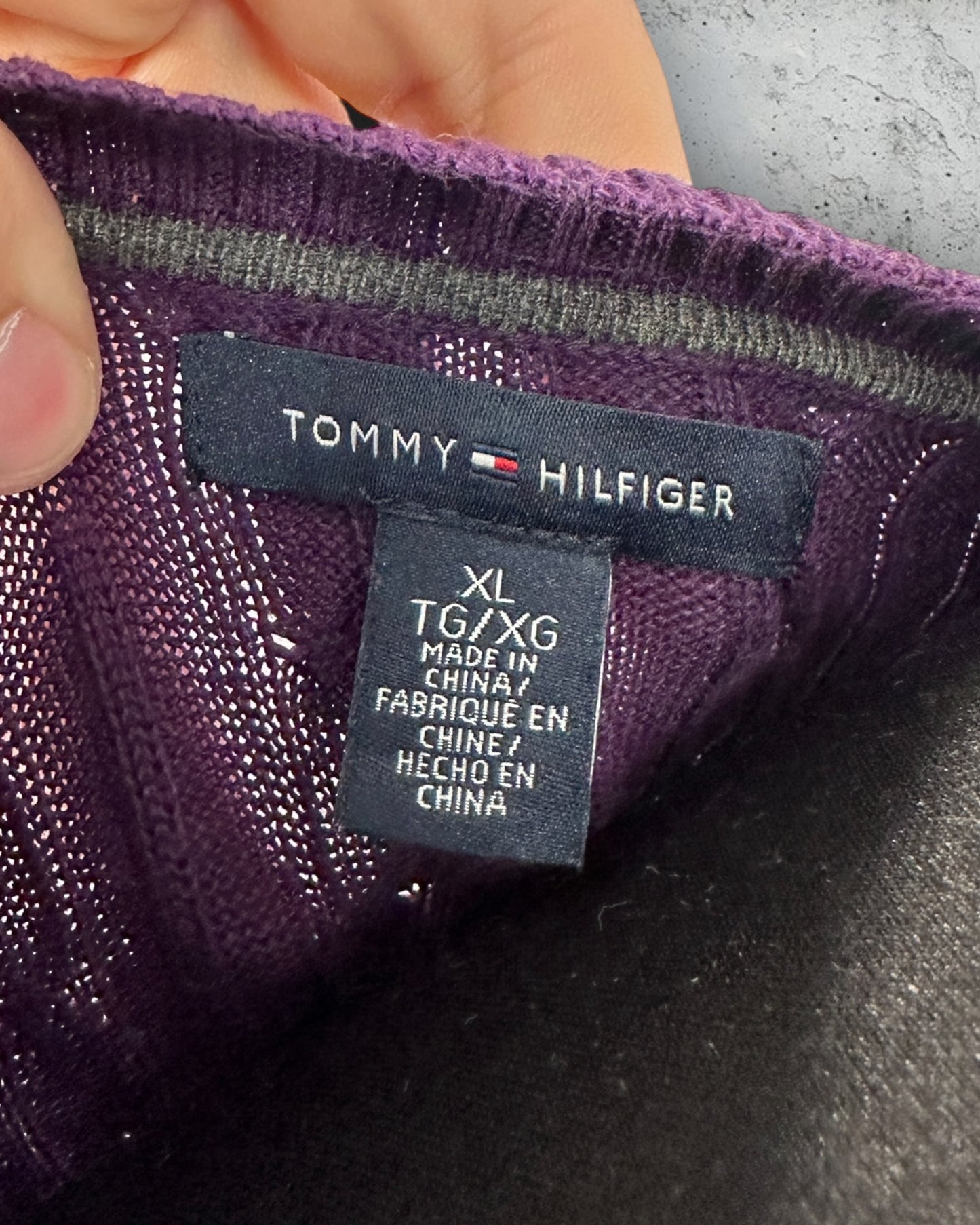 Pull col V torsadé Tommy Hilfiger ( XL / 42 / 14 )