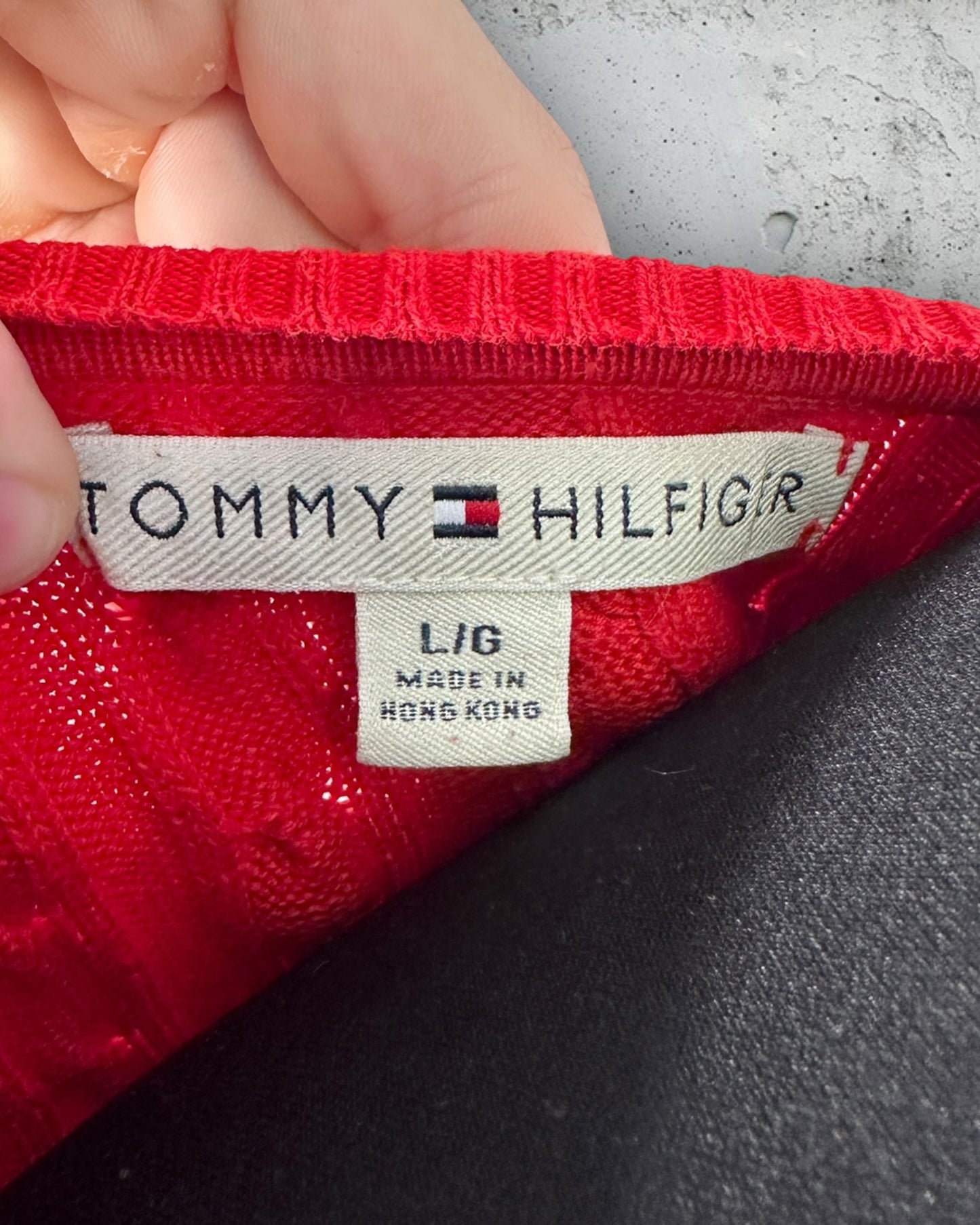 Pull col V torsadé Tommy Hilfiger ( L / 40 / 12 )