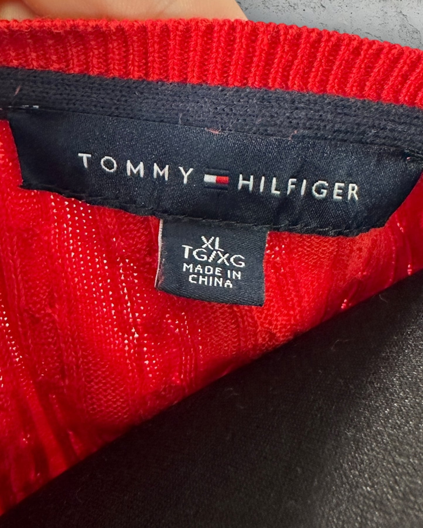 Pull col V torsadé Tommy Hilfiger ( XL / 42 / 14 )