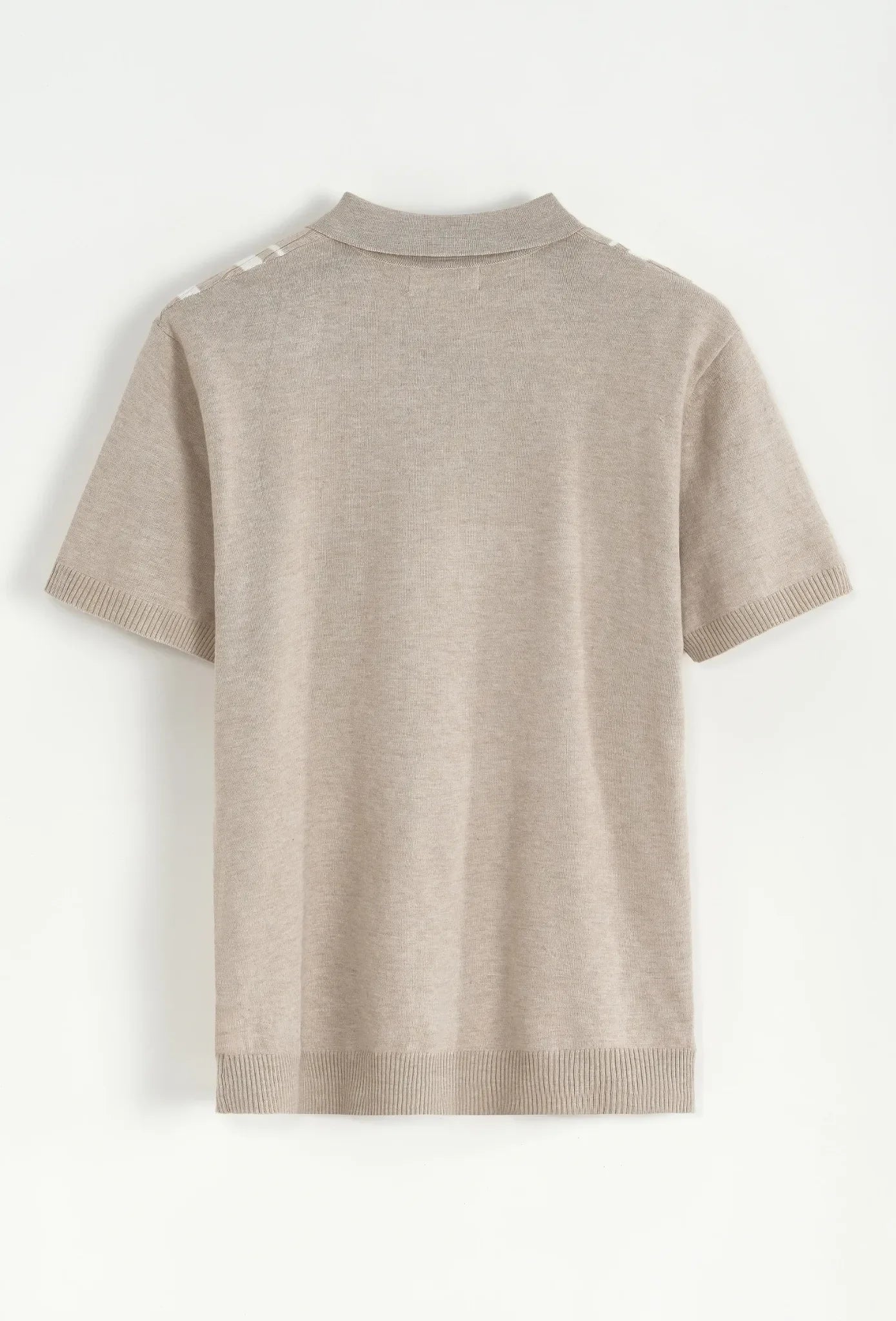 Polo rayé texturé beige – Manches courtes
