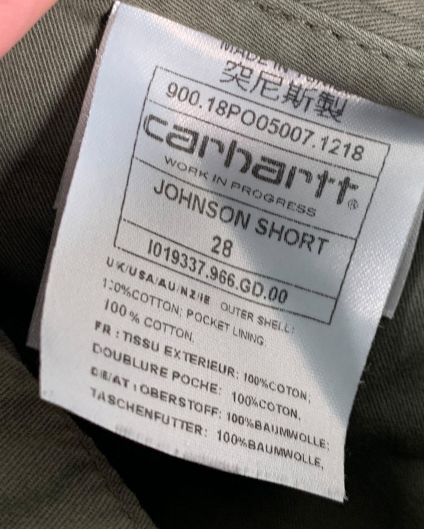 Short Carhartt "Johnson Bermuda" ( S / US 28 / FR 36 )