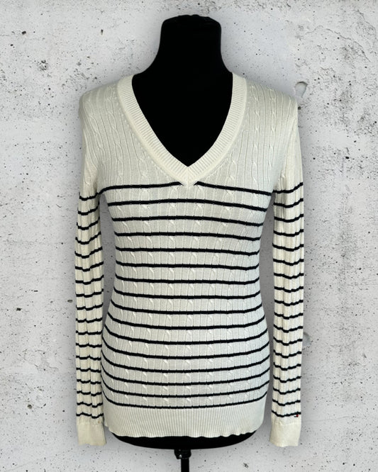 Pull col V torsadé Tommy Hilfiger ( XS / 34 / 6 )