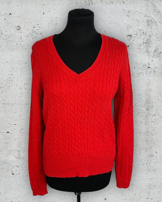 Pull col V torsadé Tommy Hilfiger ( L / 40 / 12 )