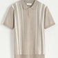 Polo rayé texturé beige – Manches courtes