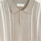 Polo rayé texturé beige – Manches courtes