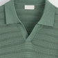 Polo manches courtes vert texturé – Col sans boutons